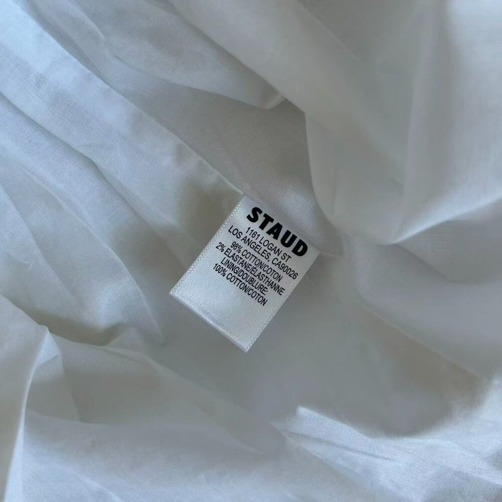NEW STAUD Wells Midi Dress Sz4/8 White Classic Cotton Best Party Wedding - Picture 11 of 12